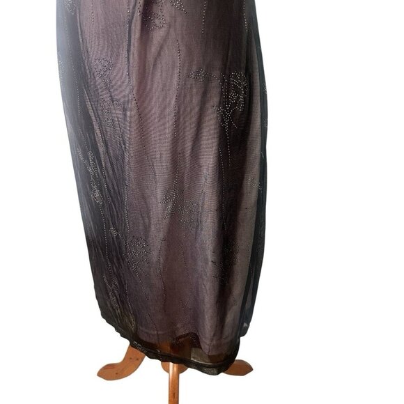 Vtg Y2k Milkmaid Dress Fits M Black Pink Sheer Whimsigoth Goth Fairy Sequin - Picture 4 of 16